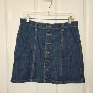 Gap Denim Button Front A-line Jean Mini Skirt Size 4
